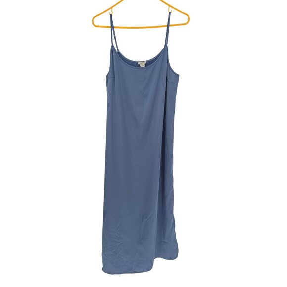 J. Crew Size Medium Slip Dress Blue Satiny Side Slits L9780 NWT - Picture 1 of 5
